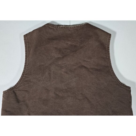 Carhartt V26 DKB Brown Canvas Sherpa Lined Full Zip Outdoor Work Vest Men's L - Picture 11 of 12